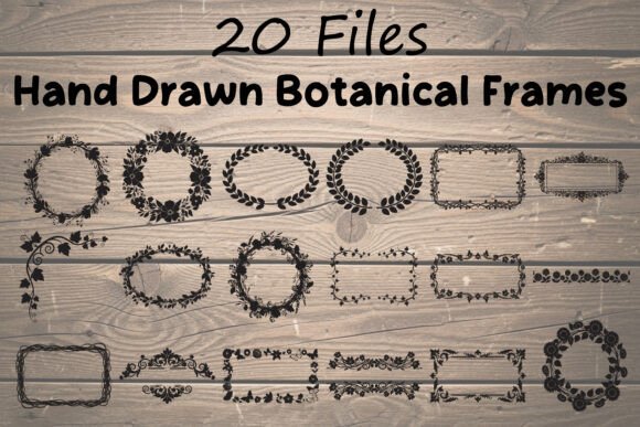 20 Hand Drawn Botanical Frames SVG Bundl