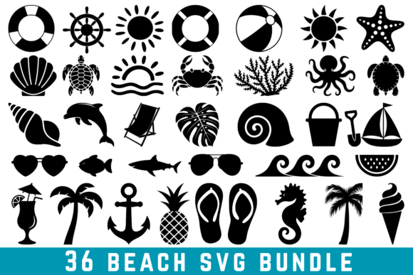 36 Beach Svg Bundle for Crafts and Graphics
