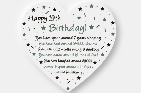 Funny 19th Birthday Heart Card Graphics