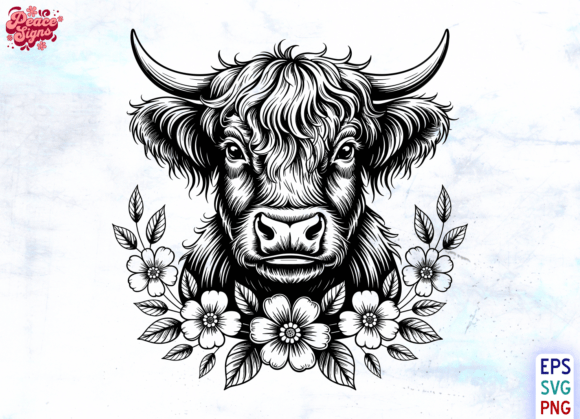 Highland Cow Floral SVG: A Versatile Illustration for Creative Sellers