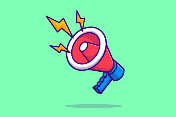Megaphone Floating Cartoon Illustration: A Graphics Asset for Modern Branding