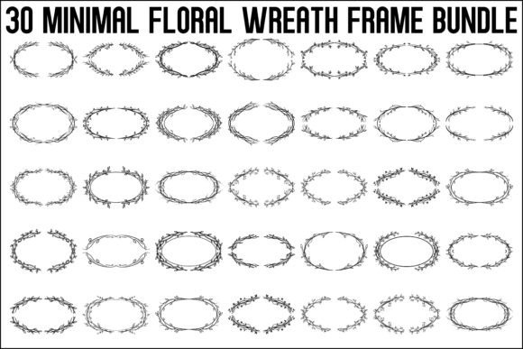 Minimal Floral Wreath Frame Bundle: Graphics & Decorative Elements