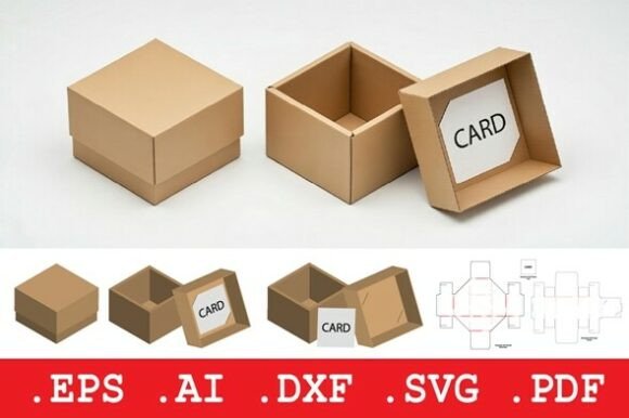 Square Card Storage Box: A Polished 3D SVG Design Asset for Creative Projects