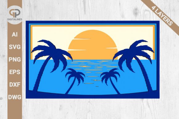 Summer Beach Sunset SVG Palm Trees – A Graphic Design Asset for Website and Editorial Use