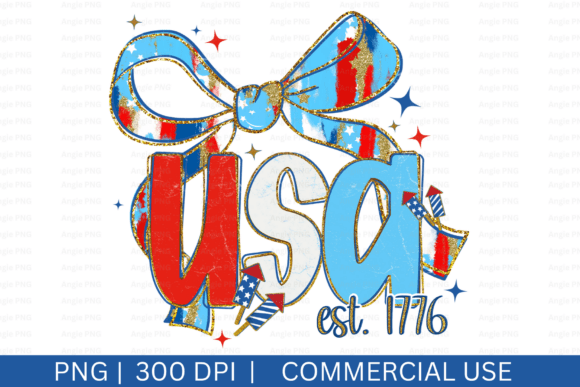 USA Preppy Coquette Bow PNG: Graphics for Crafts & Content