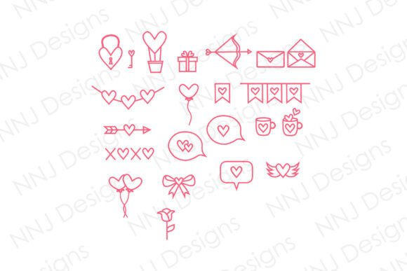 Valentine Outline Decorative Set SVG